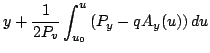 $\displaystyle y+\frac{1}{2P_v}\int^u_{u_0} \left( P_y-qA_y(u) \right)du$