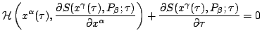 $\displaystyle \mathcal{H}\left( x^\alpha(\tau),
\frac{\partial S(x^\gamma(\tau)...
...lpha}\right) +
\frac{\partial S(x^\gamma(\tau),P_\beta;\tau)}{\partial \tau}=0
$