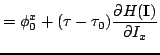 $\displaystyle =\phi^x_0 +(\tau-\tau_0)\frac{\partial H(\mathbf{I})}{\partial I_x}$